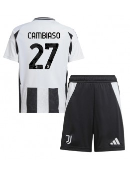 Detské Futbalové oblečenie Juventus Andrea Cambiaso #27 2024-25 Krátky Rukáv - Domáci (+ trenírky)